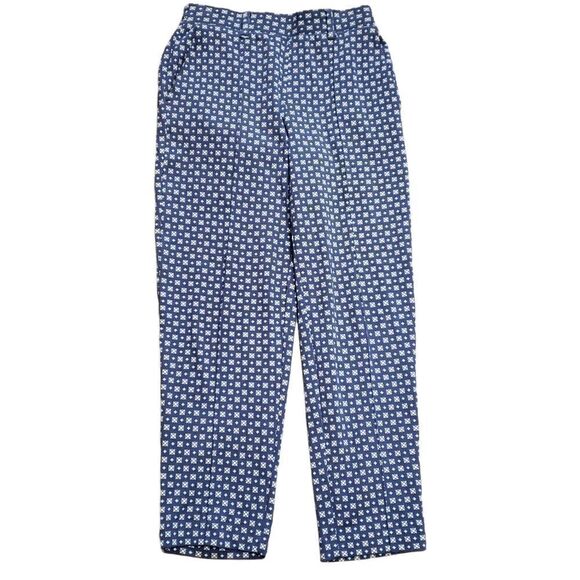 Lands’End Sport Knit Blue Printed Tapered Leg Pants XSMALL - Picture 1 of 13